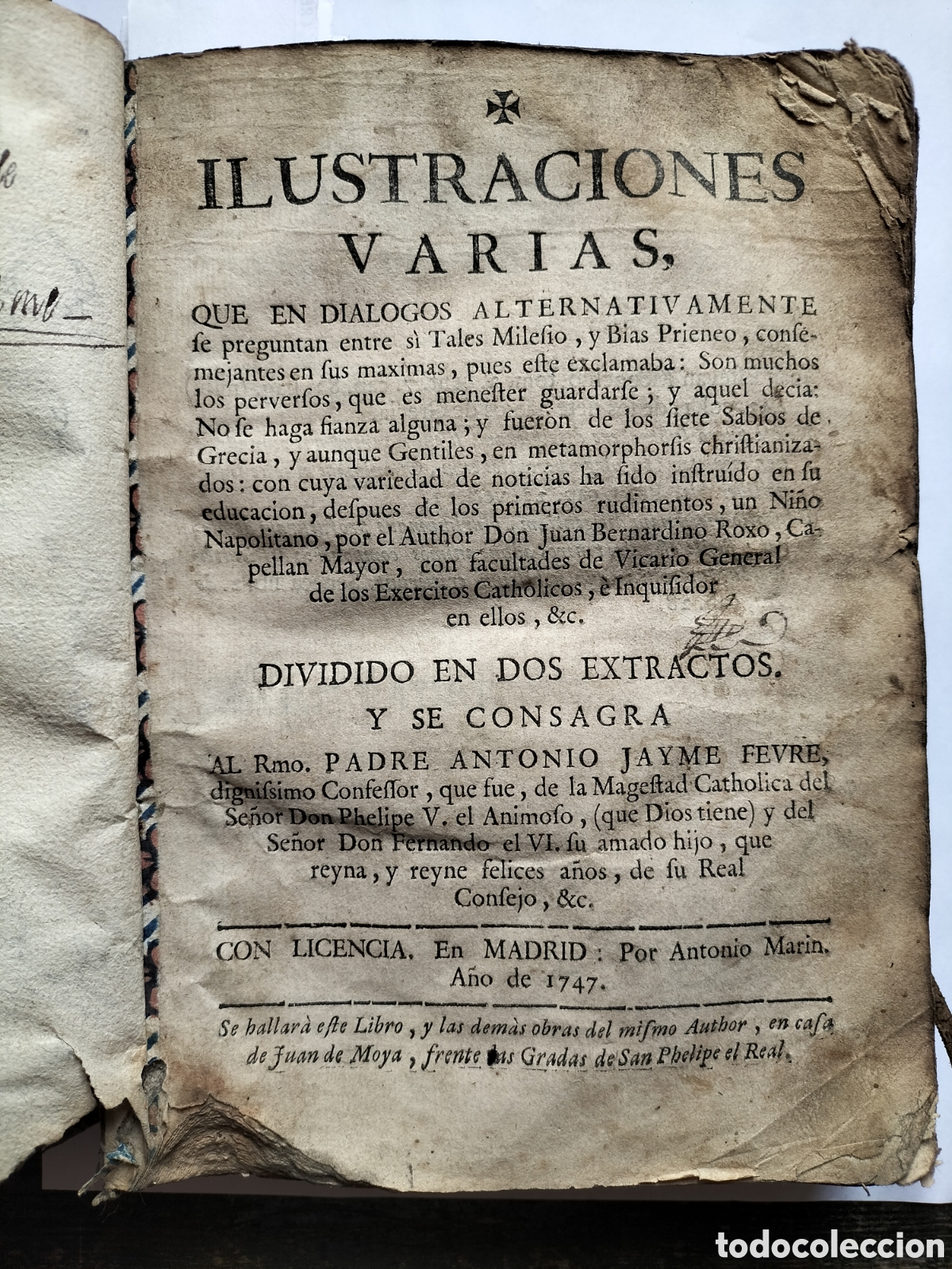 Antiquarische B&uuml;cher: Ilustraciones Varias.por Antonio Mar&iacute;n. 1747. Regular Estado.
