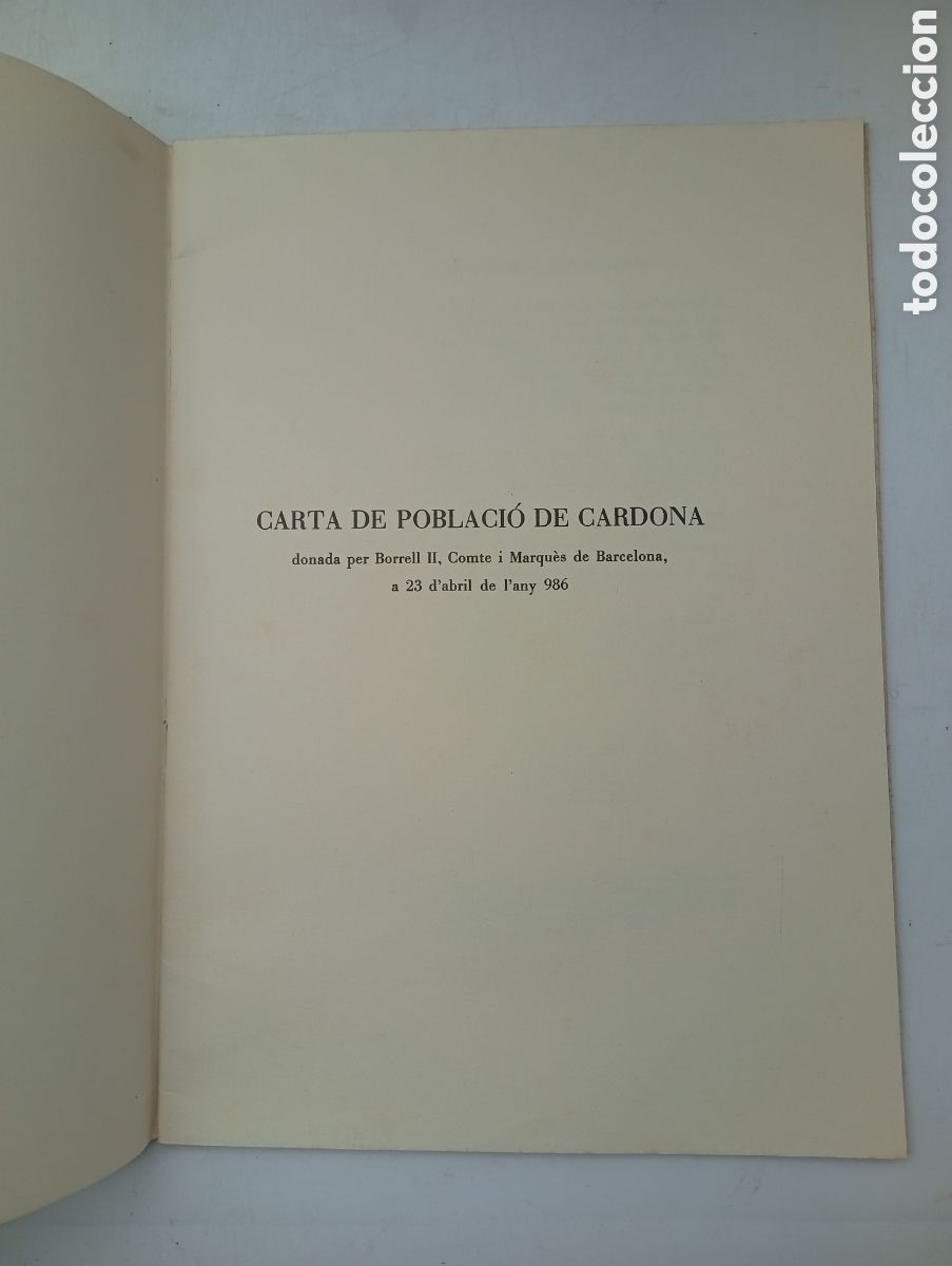 Libros antiguos: Carta de poblaci&oacute; de Cardona - Foto 2