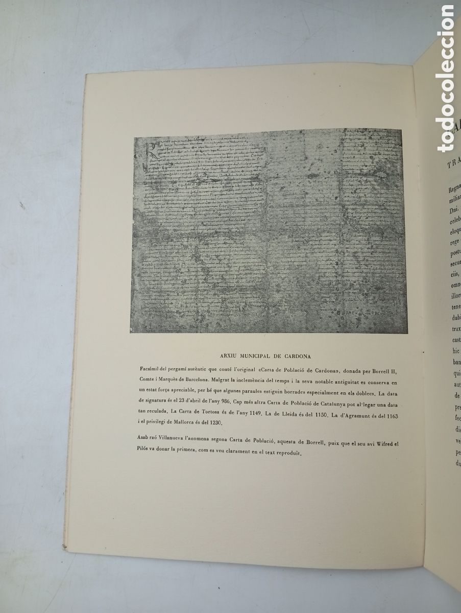 Libros antiguos: Carta de poblaci&oacute; de Cardona - Foto 4