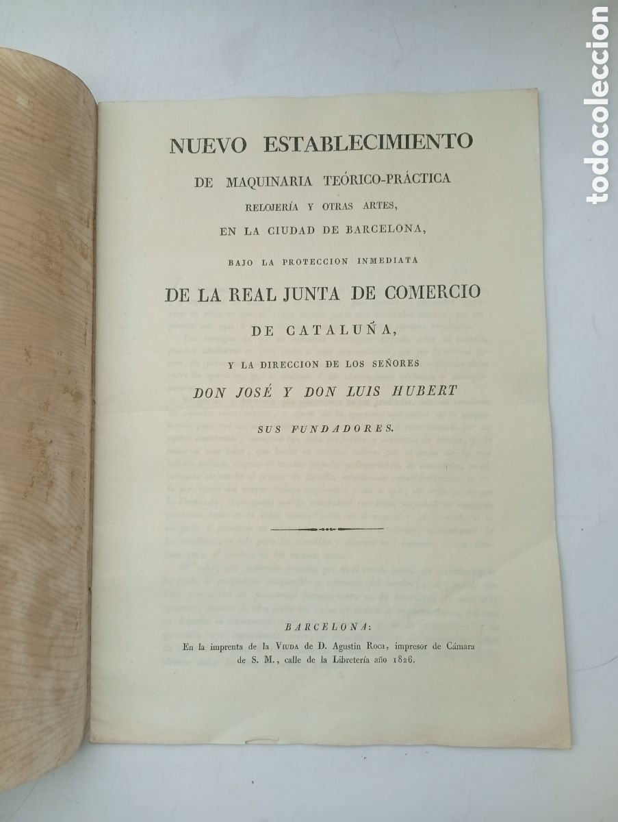 Libros antiguos: Nuevo establecimiento ( escuela ) de maquinaria pr&aacute;ctico relojer&iacute;a y otras artes1826 Barcelona