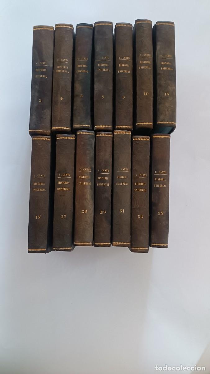 Libros antiguos: Lote de 14 tomos antiguos (1847-1849): Historia Universal de C&eacute;sar Cant&uacute;.
