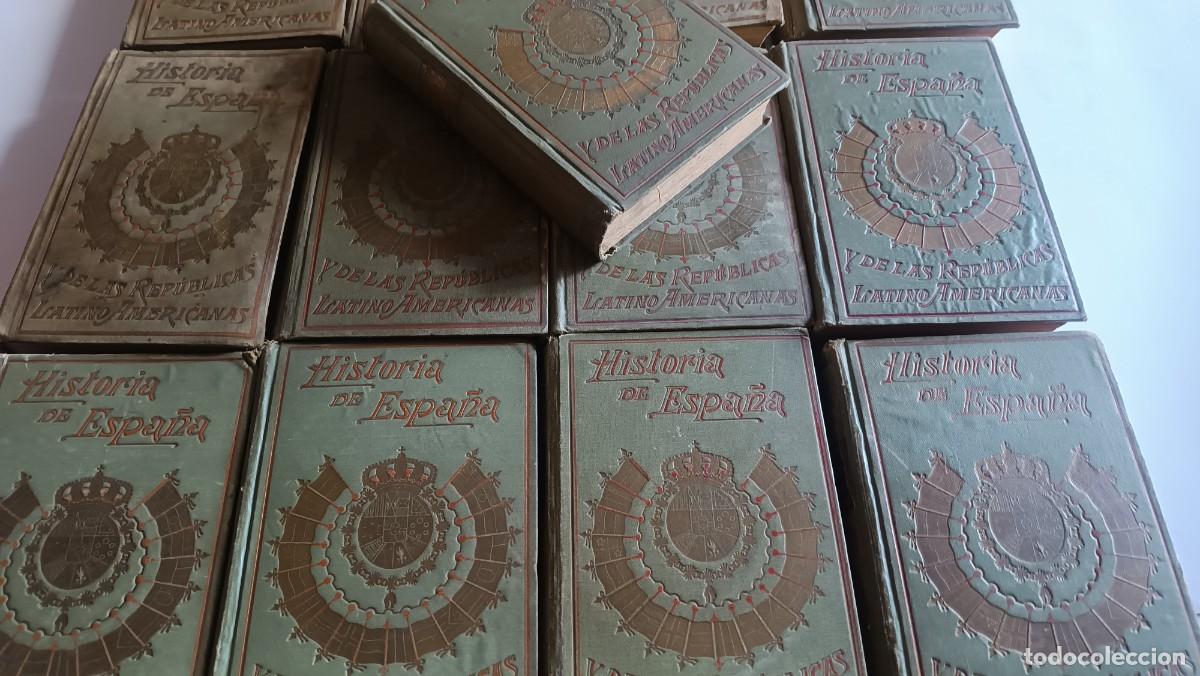 Libros antiguos: Historia de Espa&ntilde;a y de las Rep&uacute;blicas Latino-Americanas. 13 tomos de m&aacute;s de 100 a&ntilde;os.