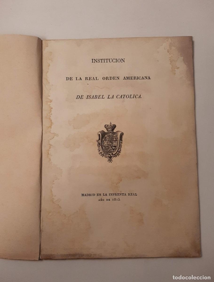 Antiquarische B&uuml;cher: INSTITUCI&Oacute;N DE LA REAL ORDEN AMERICANA DE ISABEL LA CAT&Oacute;LICA