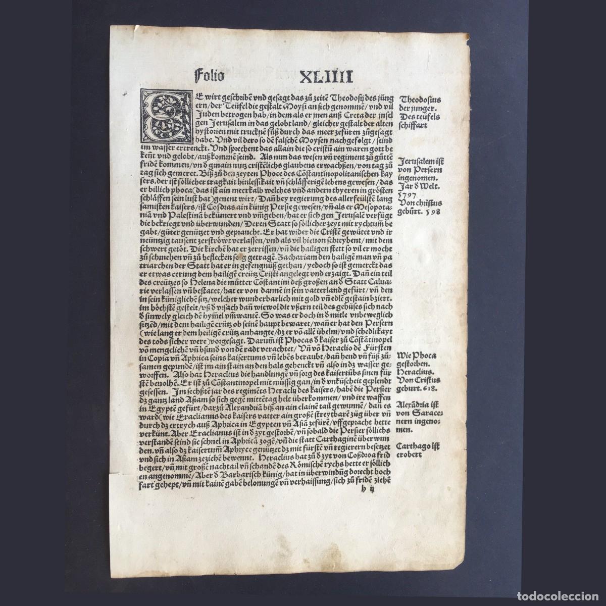 Libros antiguos: A&ntilde;o 1518 - Post incunable - Brant - historia de Jerusal&eacute;n - Letra g&oacute;tica - Tipograf&iacute;a