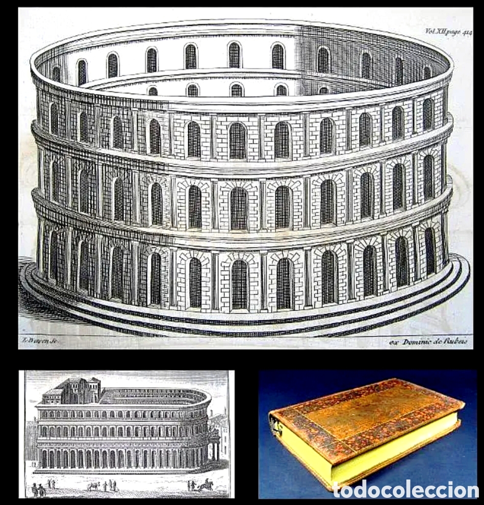 Libros antiguos: A&ntilde;o 1780 Monumentos de Roma Anfiteatro Mausoleo Teatro Augusto Julio C&eacute;sar Ner&oacute;n Grabados Historia
