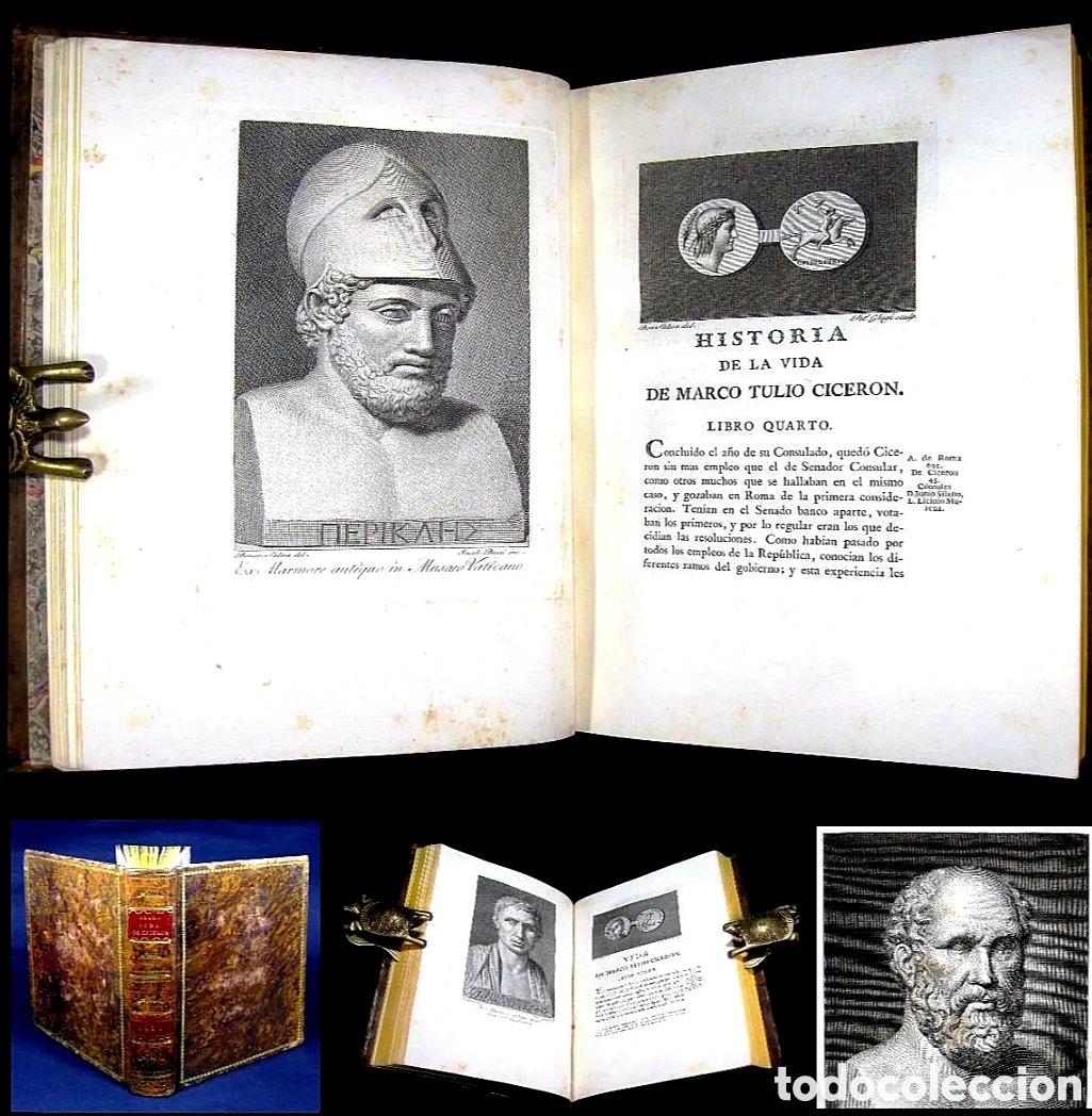 Libros antiguos: A&ntilde;o 1790 Primera edici&oacute;n en castellano Obra maestra de la Imprenta Real Vida de Cicer&oacute;n Grabados T2