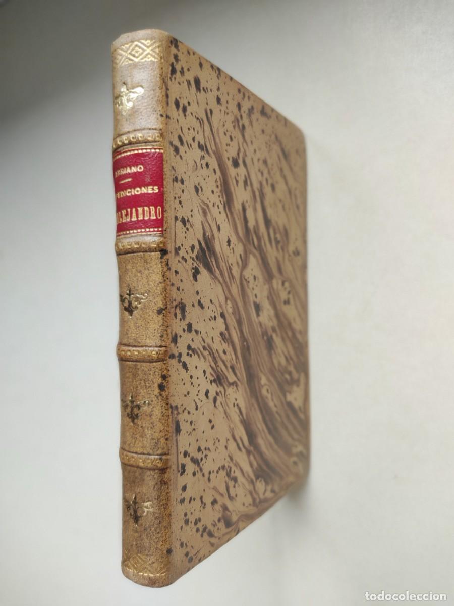 Libros antiguos: Historia de las expediciones de Alejandro (1897) / Arriano. Encuadernaci&oacute;n en plena piel