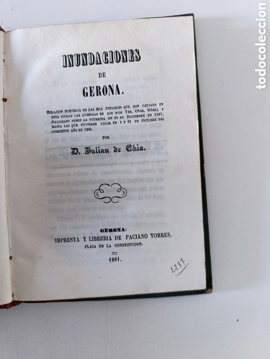Libros antiguos: Chia Inundaciones de Gerona 1864 Girona historia Catalu&ntilde;a Catalunya