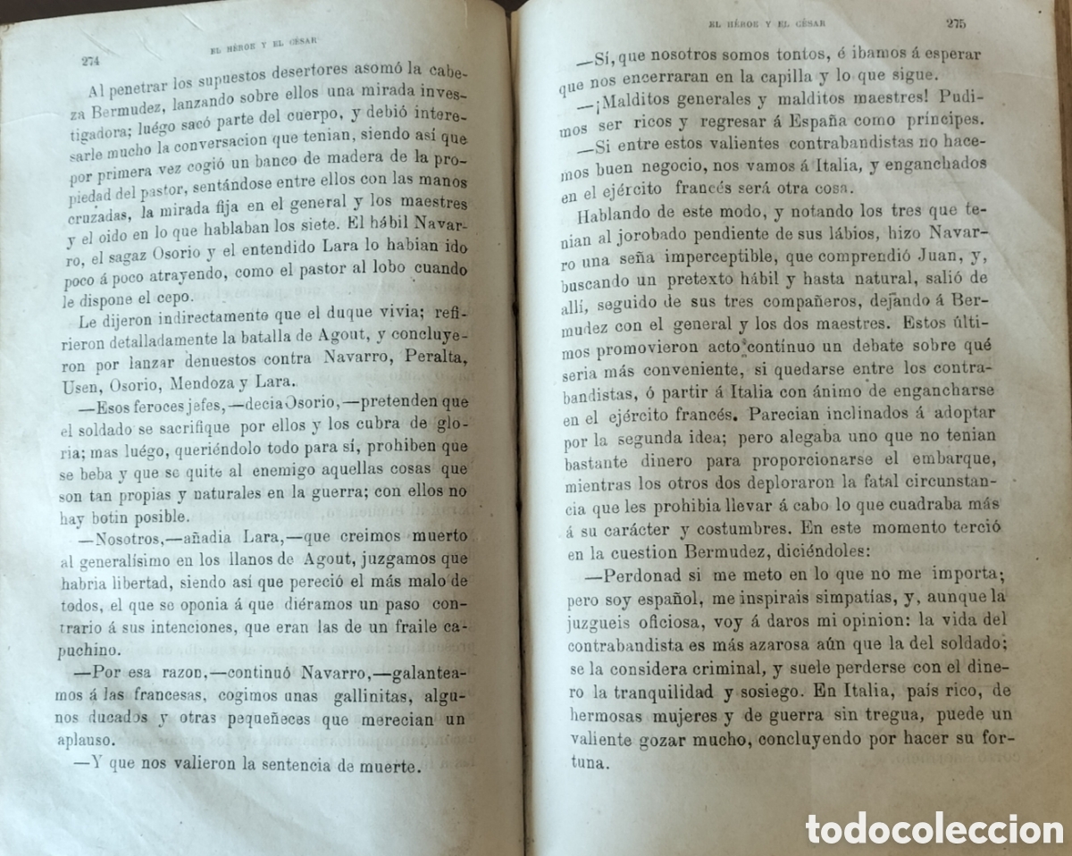 Libros antiguos: 1884 libro El h&eacute;roe y el C&eacute;sar tapa de.piel - Foto 3