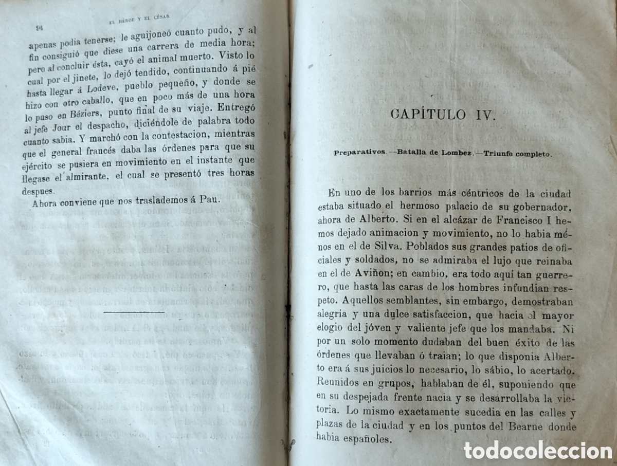Libros antiguos: 1884 libro El h&eacute;roe y el C&eacute;sar tapa de.piel - Foto 4