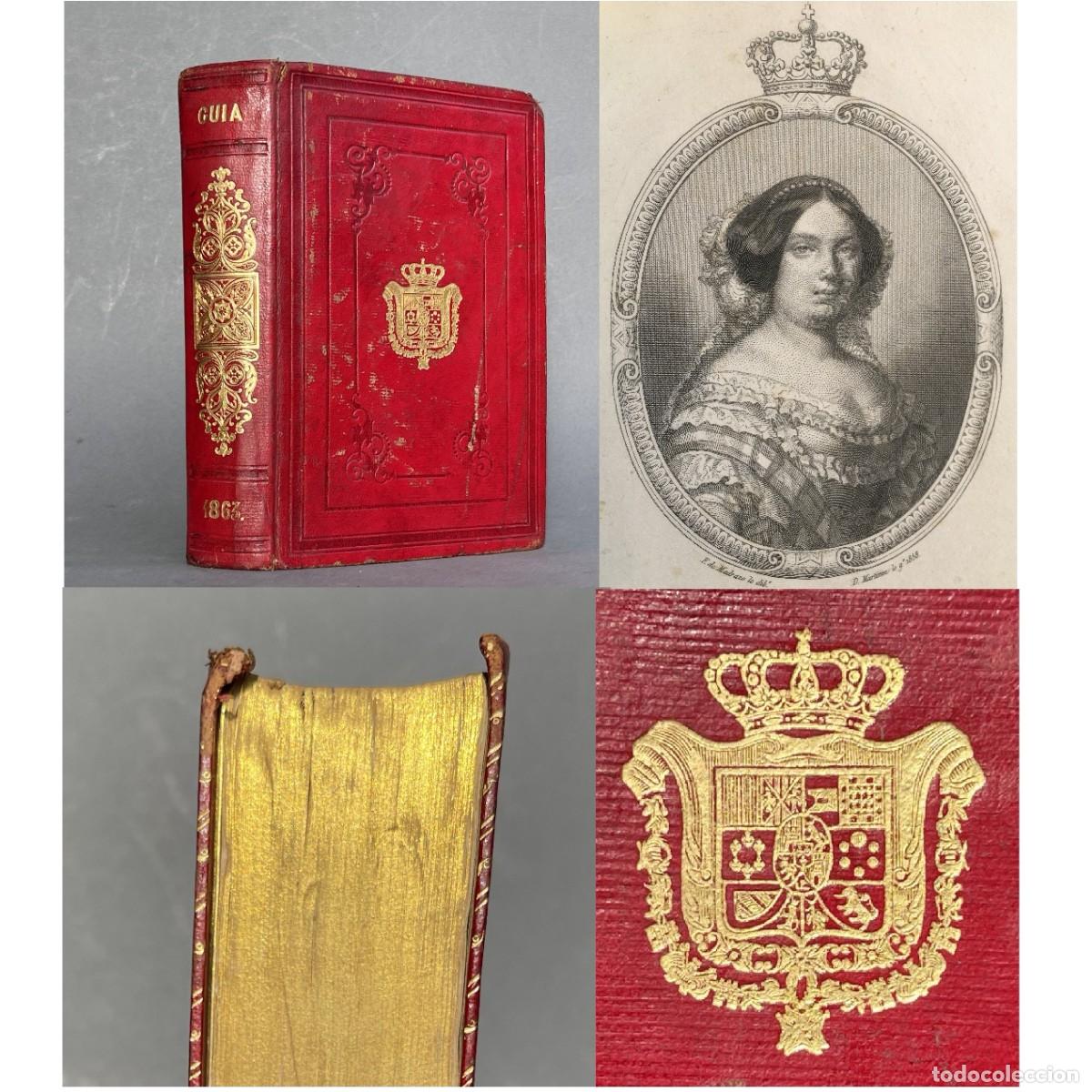 Livres anciens: A&ntilde;o 1863 - Gu&iacute;a de forasteros en Madrid - Estado militar de Espa&ntilde;a y ultramar - Plena piel