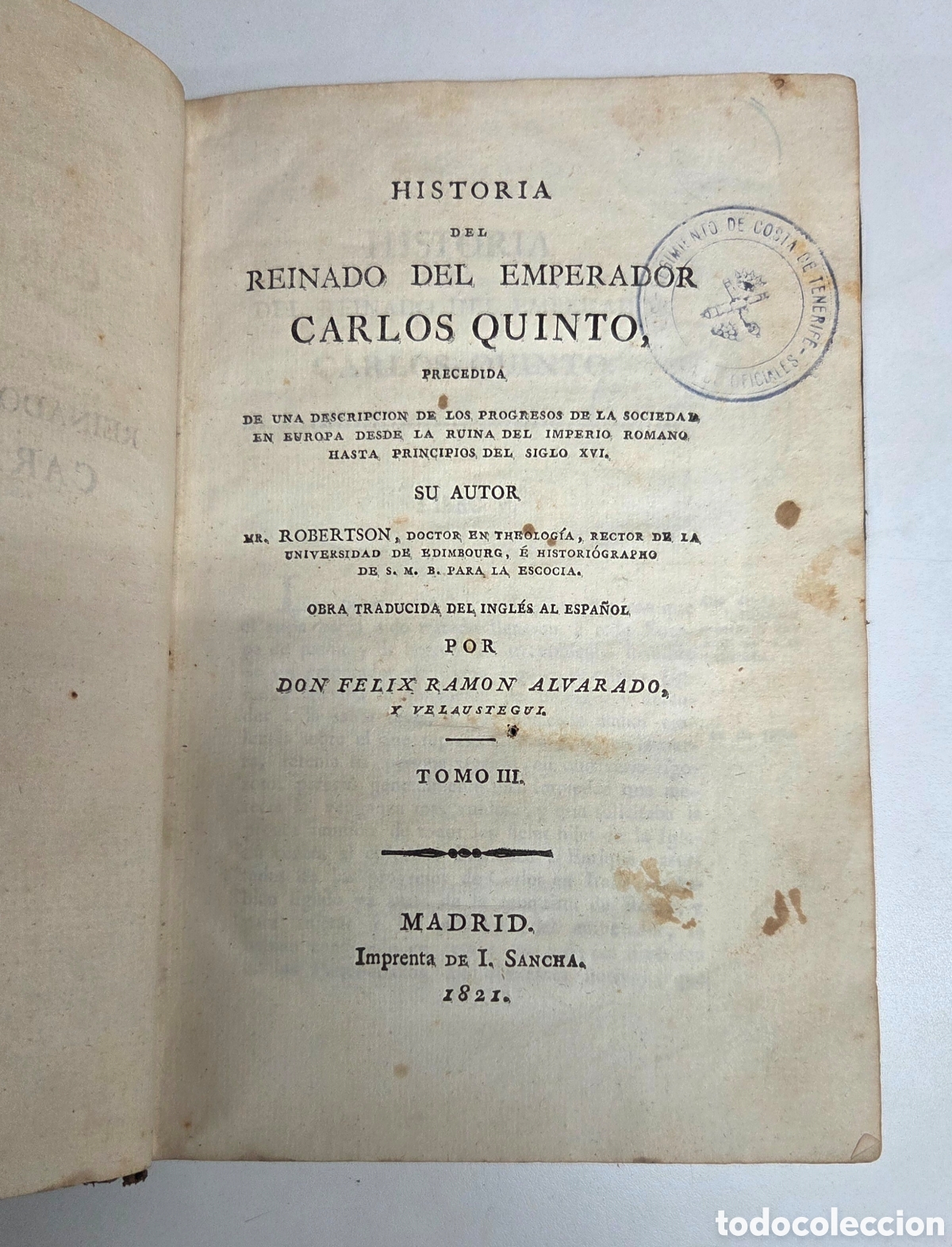 Old books: Historia del Reinado del Emperador Carlos Quinto. 1821
