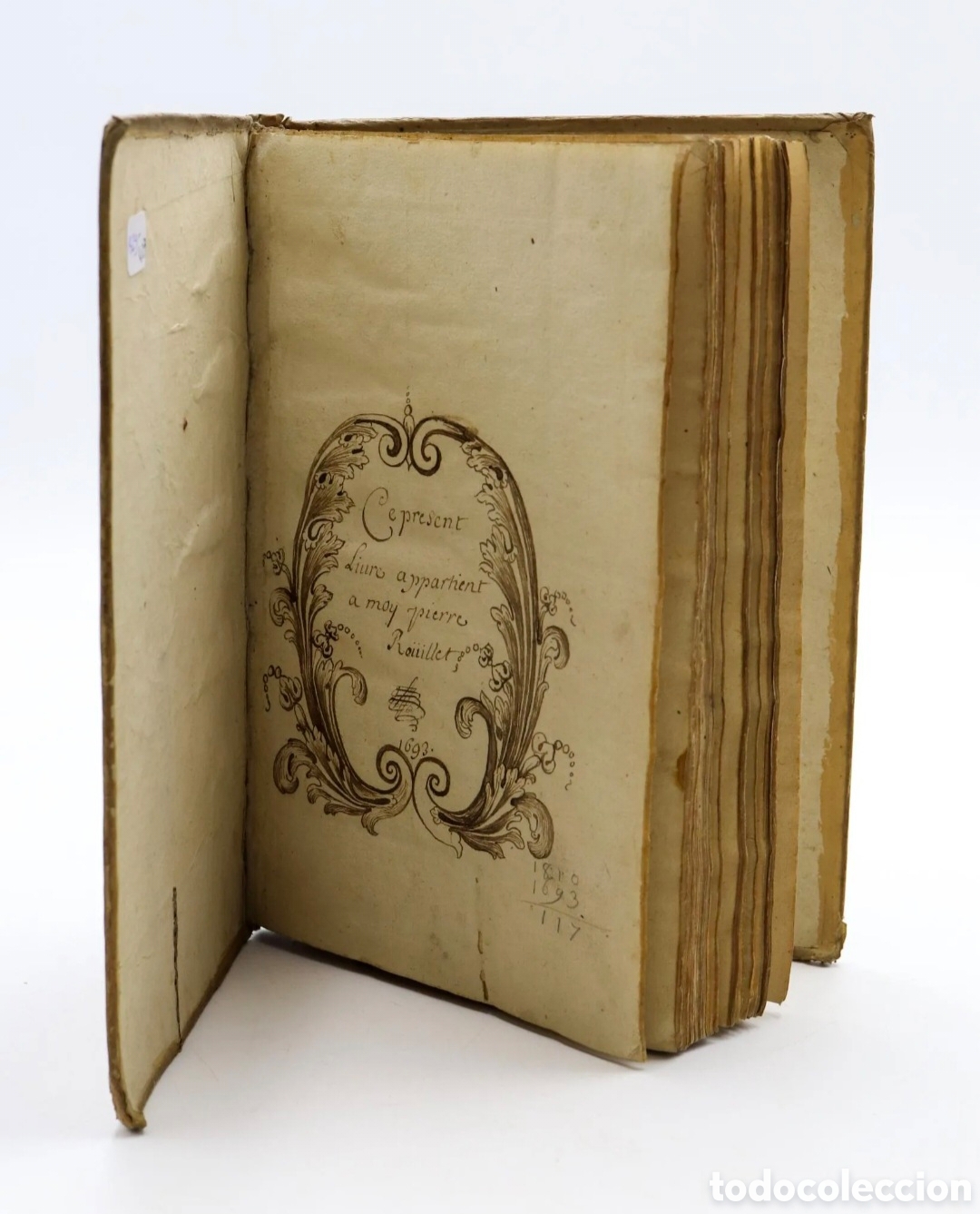 Old books: [MANUSCRITO] ROUILLET Pierre. Elementos de geometr&iacute;a - Tratado de fortificaciones, hacia 1693