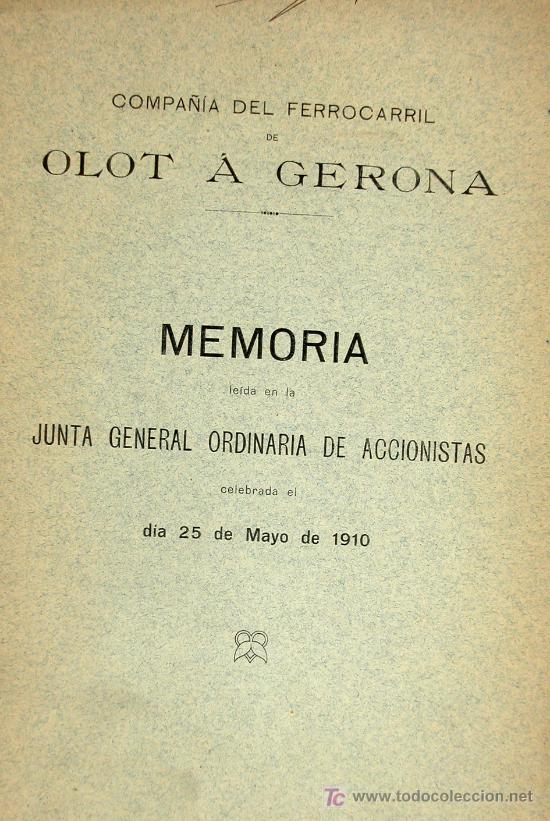 Libros antiguos: Compa&ntilde;ia de los Ferrocarriles de Olot a Gerona - Foto 1
