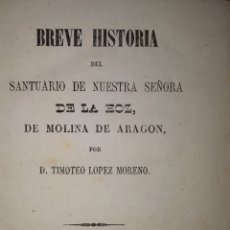 Libros antiguos: BREVE HISTORIA DEL SANTUARIO DE N. SRA. DE LA HOZ MOLINA DE ARAGON SIGÜENZA 1865 GUADALAJARA. Lote 166568354