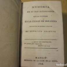 Libros antiguos: GUERRA INDEPENDENCIA. ZARAGOZA. 1808