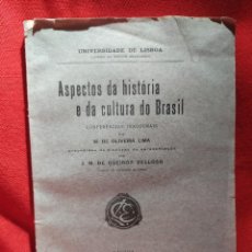 Libros antiguos: 1923. ASPECTOS DE LA HISTORIA Y LA CULTURA DE BRASIL. OLIVEIRA LIMA.. Lote 302599668