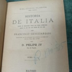 Libri antichi: GUICCIARDINI. HISTORIA DE ITALIA. T. V. 1890.. Lote 359171420