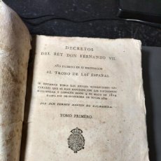 Libros antiguos: MARTÍN DE BALMASEDA: DECRETOS DEL REY DON FERNANDO VII. IMPRENTA REAL, 1818 A 1826.. Lote 400756939