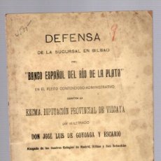 Libros antiguos: DEFENSA DE LA SUCURSAL EN BILBAO DEL BANCO ESPAÑOL DEL RIO DE PLATA. AÑO 1914