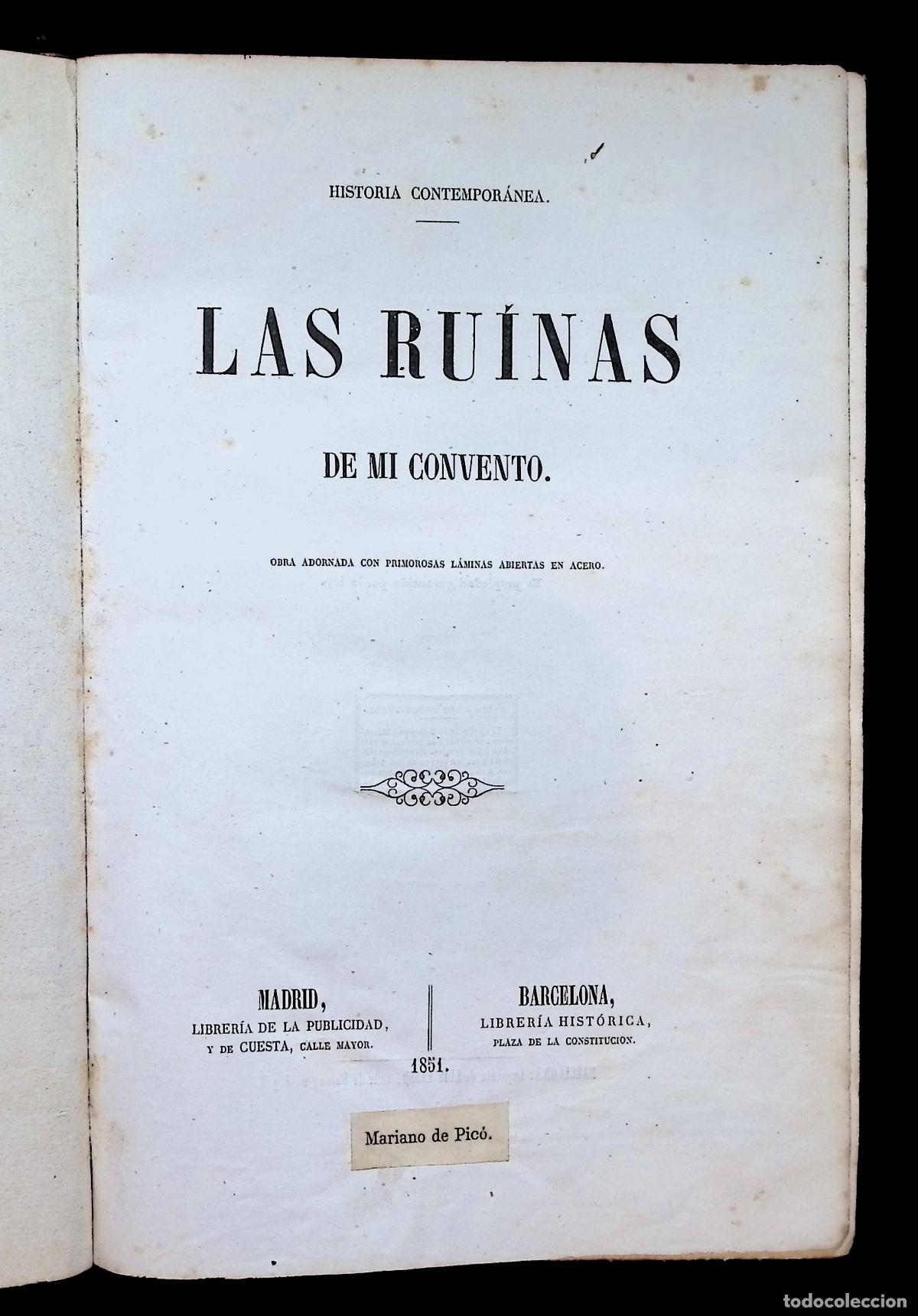 Libros antiguos: LAS RU&Iacute;NAS DE MI CONVENTO. - Foto 1
