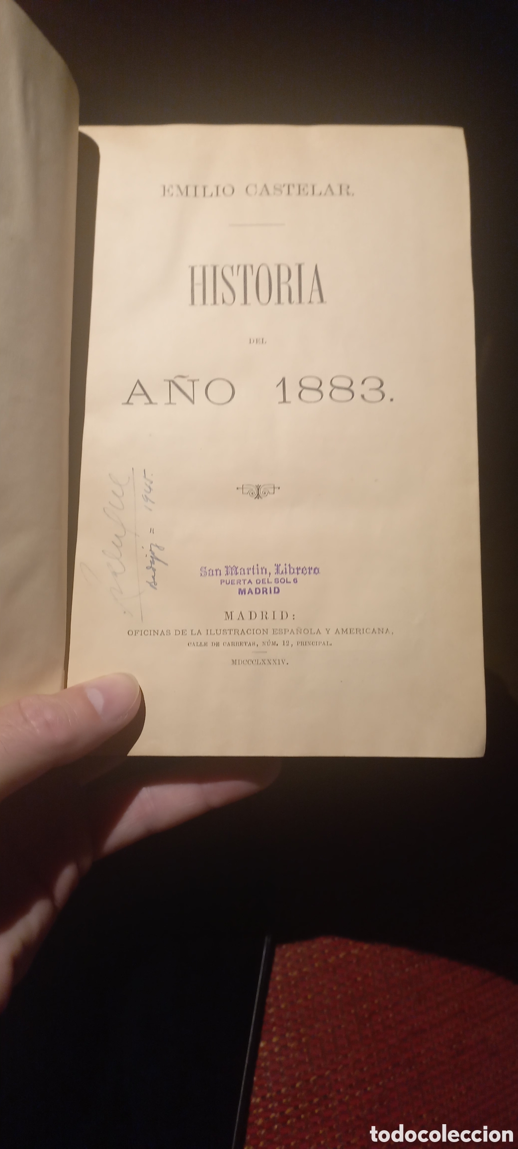 Libros antiguos: El a&ntilde;o 1883, Emilio Catelar - Foto 1