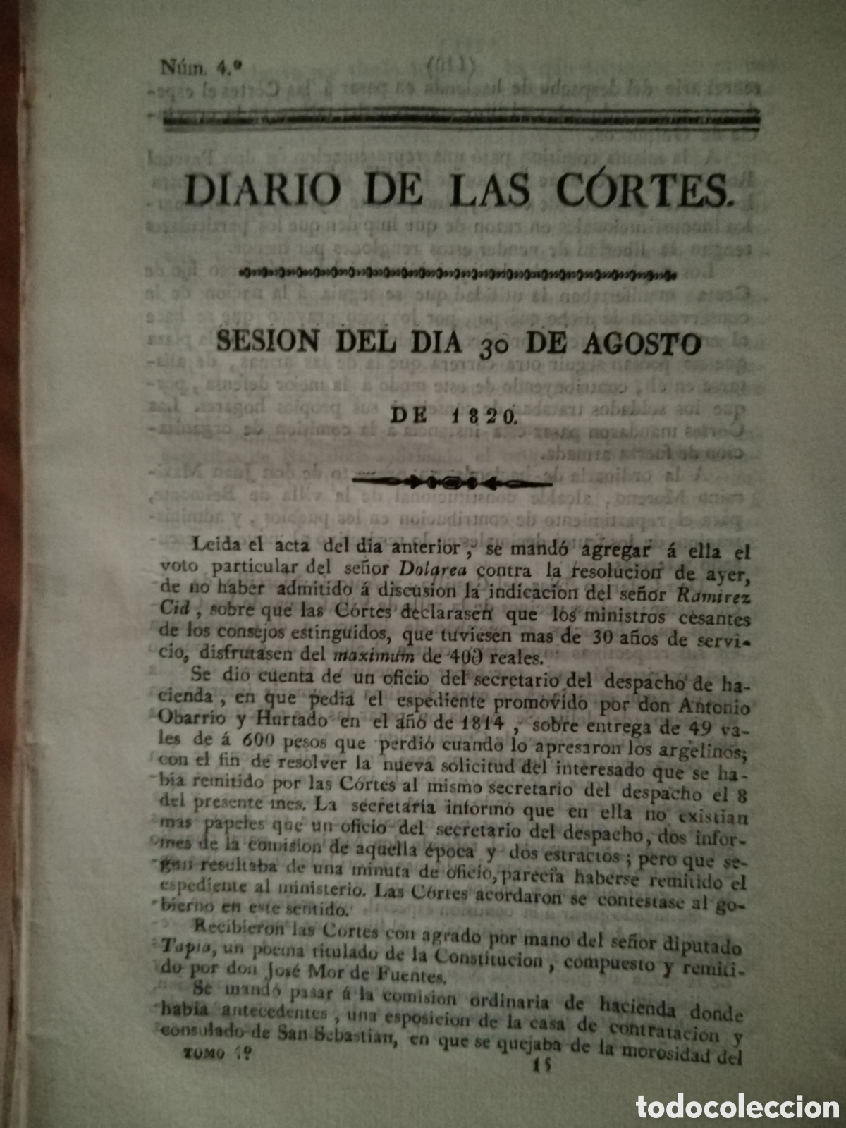 Antiquarische B&uuml;cher: Diario de las Actas y Discusiones de las Cortes de los a&ntilde;os 1820 y 1821