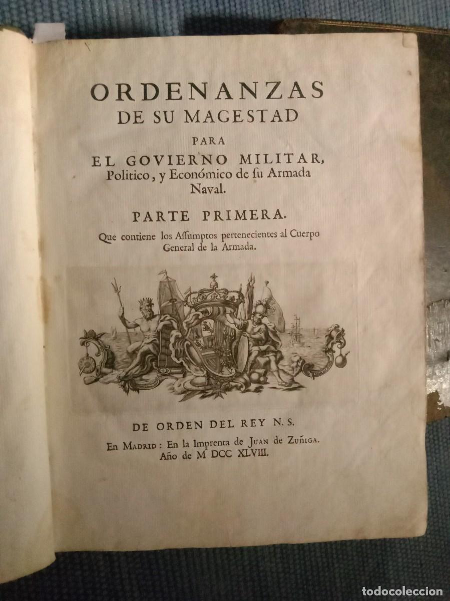 Libros antiguos: Ordenanzas de su Majestad para el gobierno militar, politico y economico de su Armada Naval
