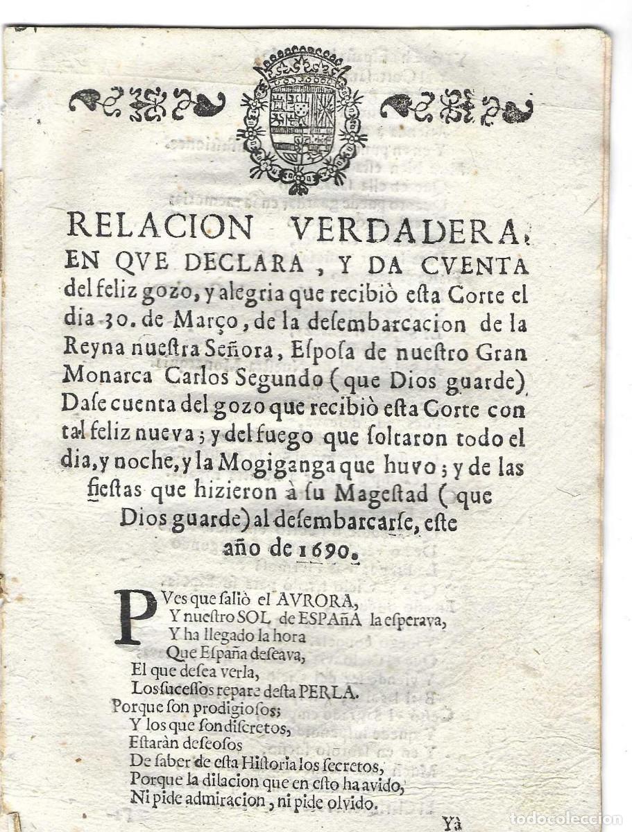 Libros antiguos: Carlos II. Fiestas en Madrid por la llegada de Mariana de Neoburgo. 1690