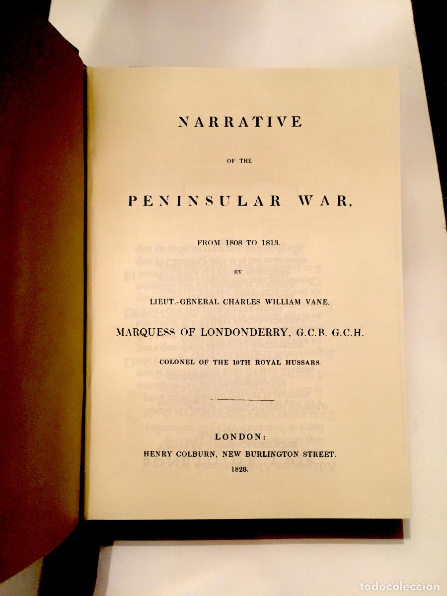 Libros antiguos: Narrative of the Peninsular War 1808 to 1813 Charles William Vane Londonderry Guerras Napole&oacute;nicas