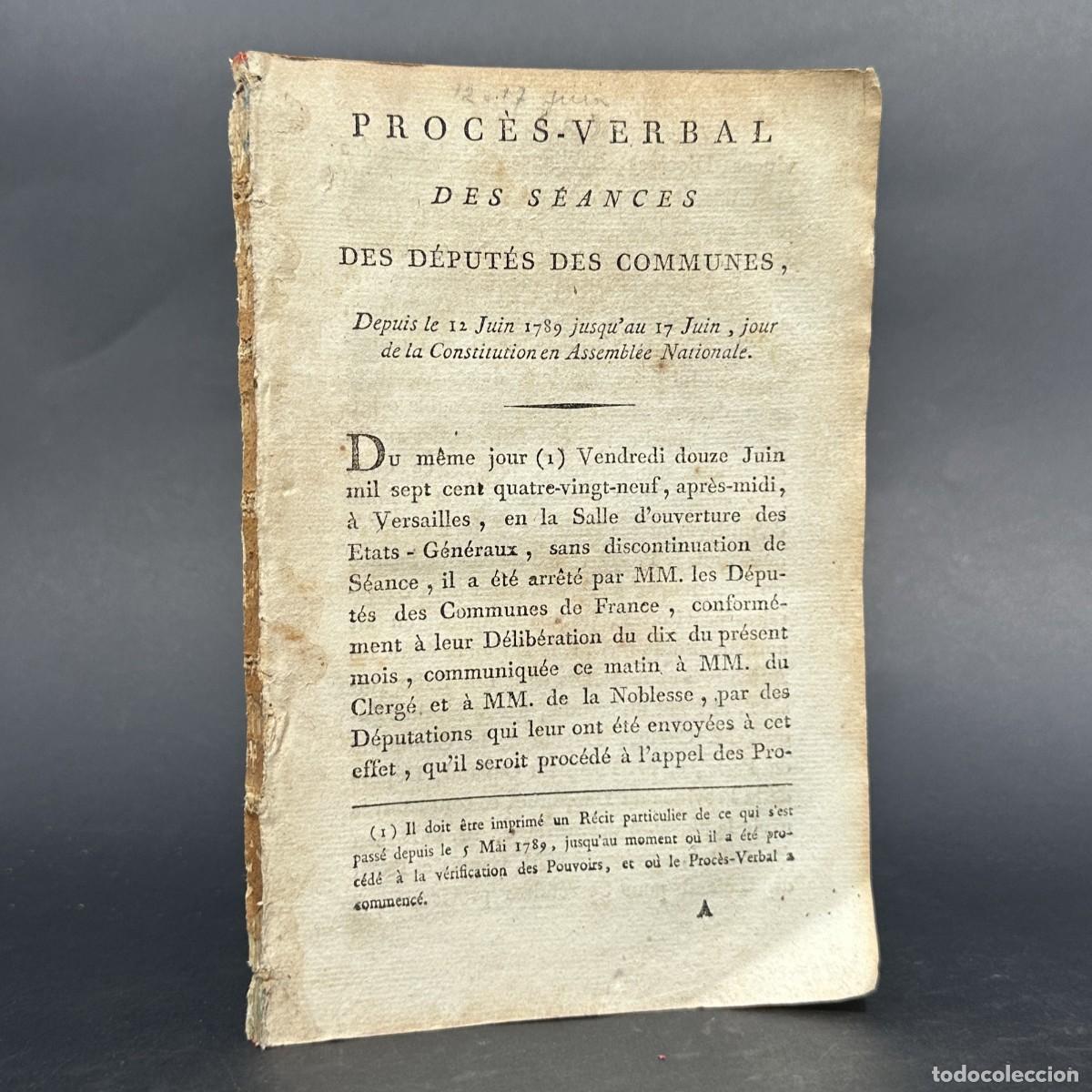 Libros antiguos: a&ntilde;o 1789 - ACTAS DE LAS SESIONES DE LA CAMARA DE LOS COMUNES - REVOLUCION FRANCESA -