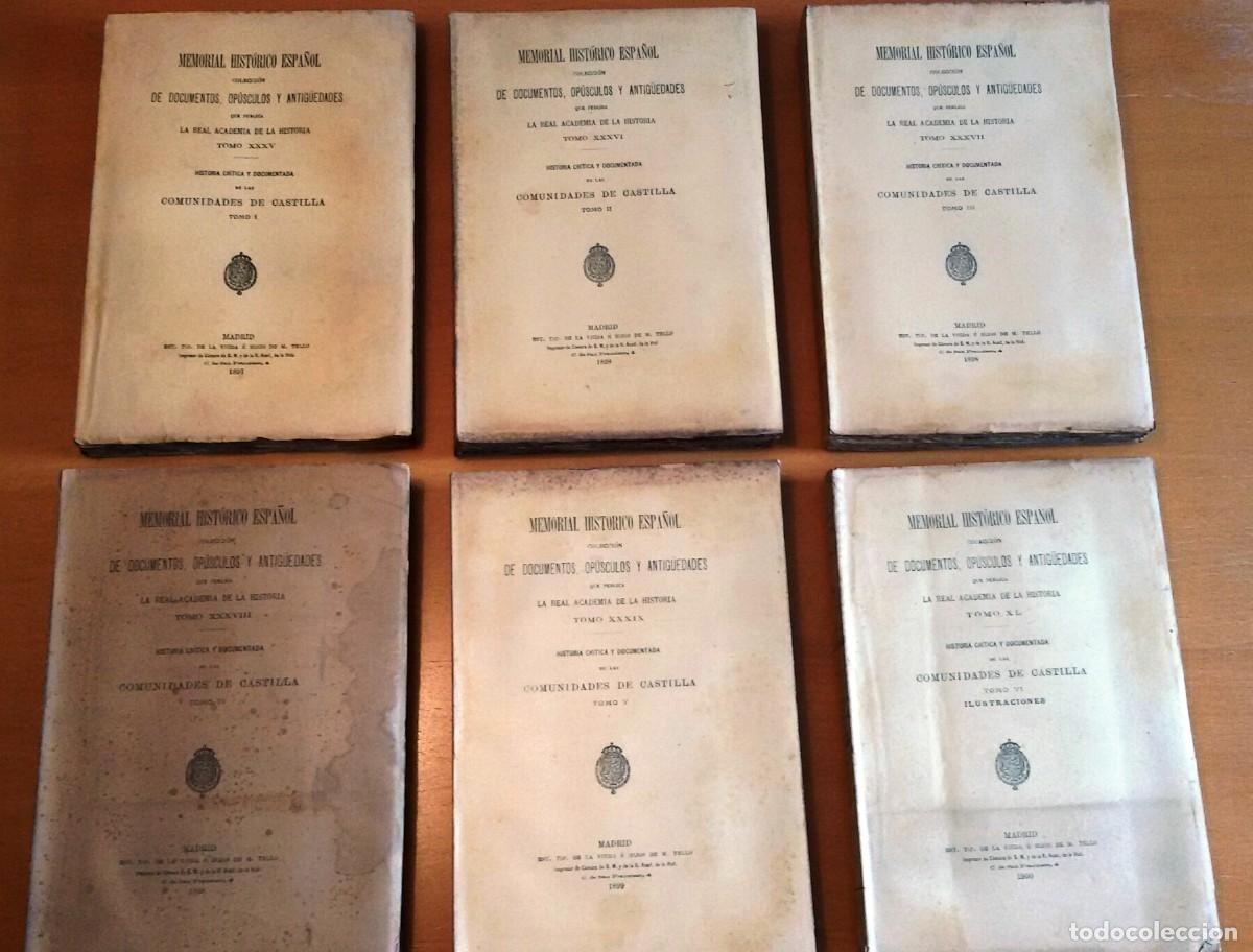 Libros antiguos: MEMORIAL HIST&Oacute;RICO ESPA&Ntilde;OL. COMUNIDADES DE CASTILLA 6 TOMOS, COMPLETO XXV-XL (1897-1900) SIN USAR