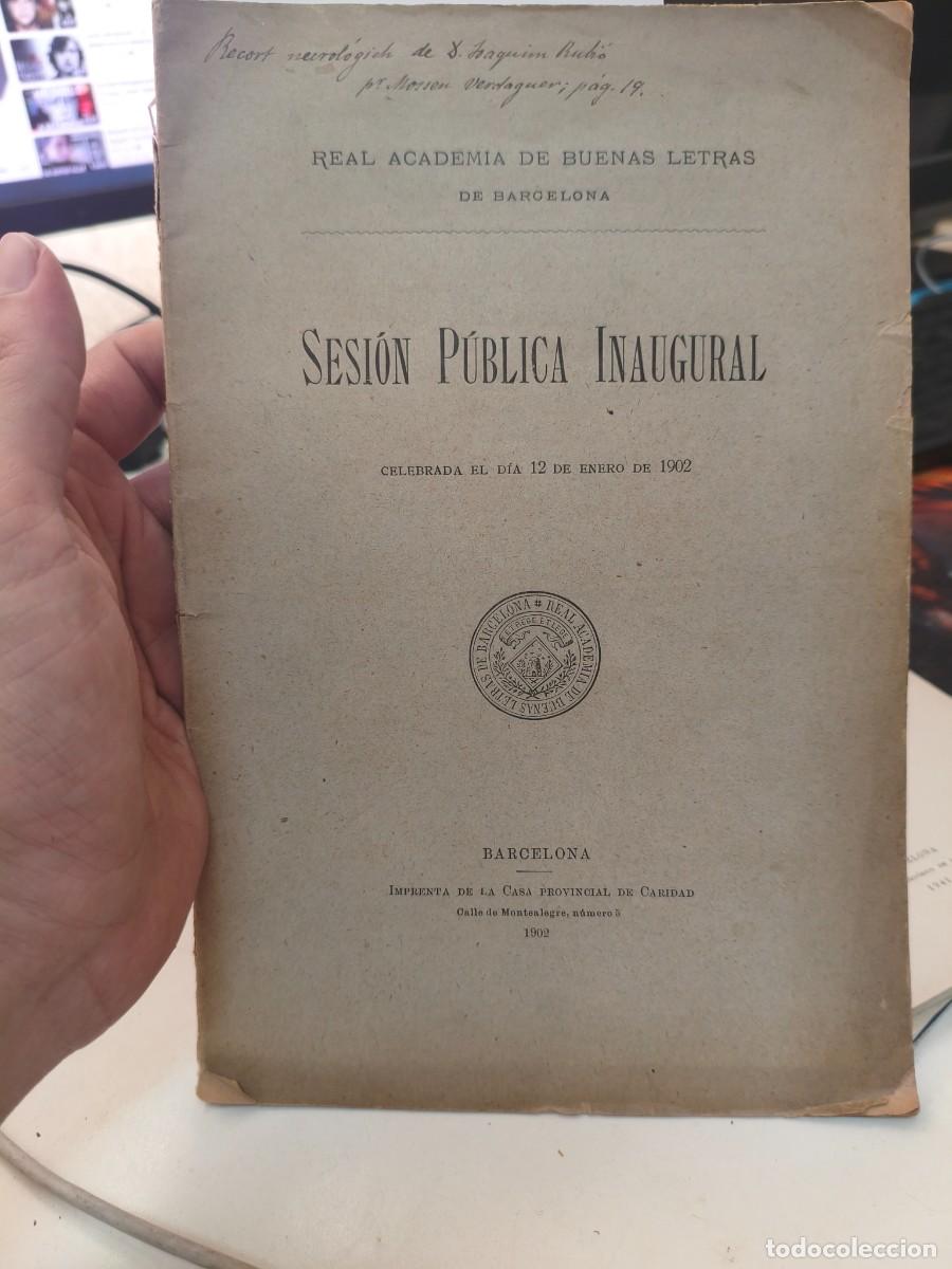 Libros antiguos: SESI&Oacute;N P&Uacute;BLICA INAUGURAL RECORT NECROLICH JOAQUIM RUBI&Oacute; PER MOSSEN VERDAGUER 1902