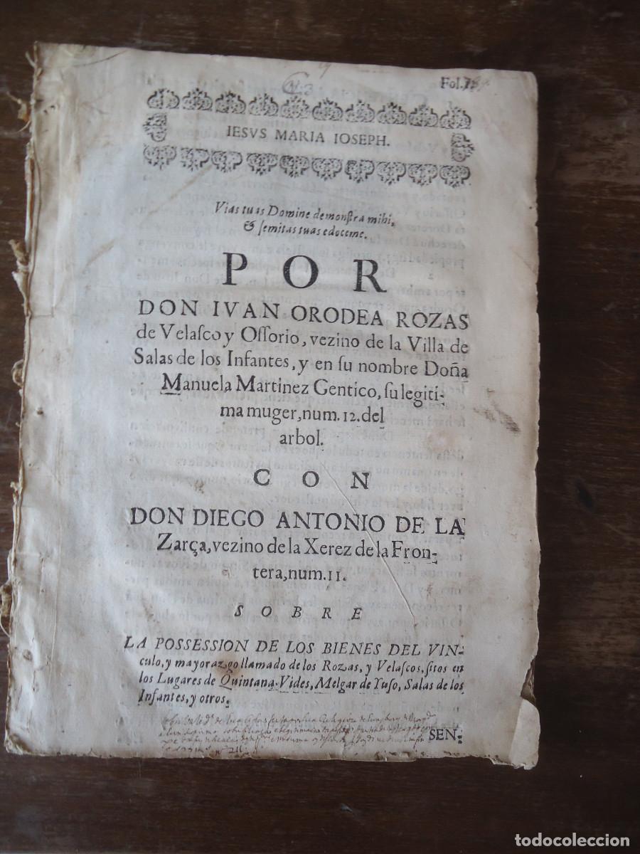 Livres anciens: Juan Orodea Rozas de Velasco y Ossorio. Bienes del vinculo y mayorazgo de los Rozas y Velascos