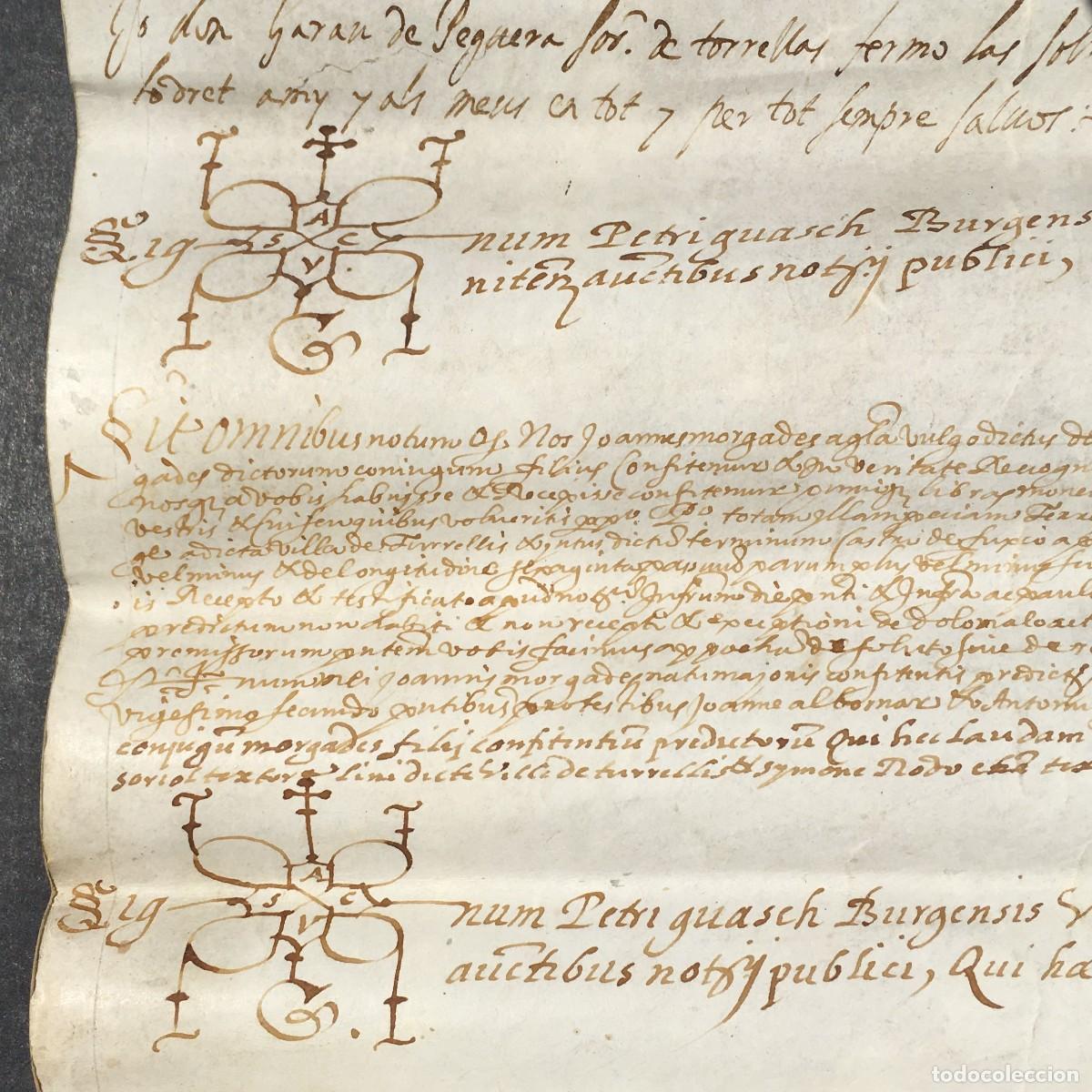 Libros antiguos: A&ntilde;o 1622 - Manuscrito sobre pergamino - Torrelles de Foix - Barcelona - catal&aacute;n - (43 x 42 cm)