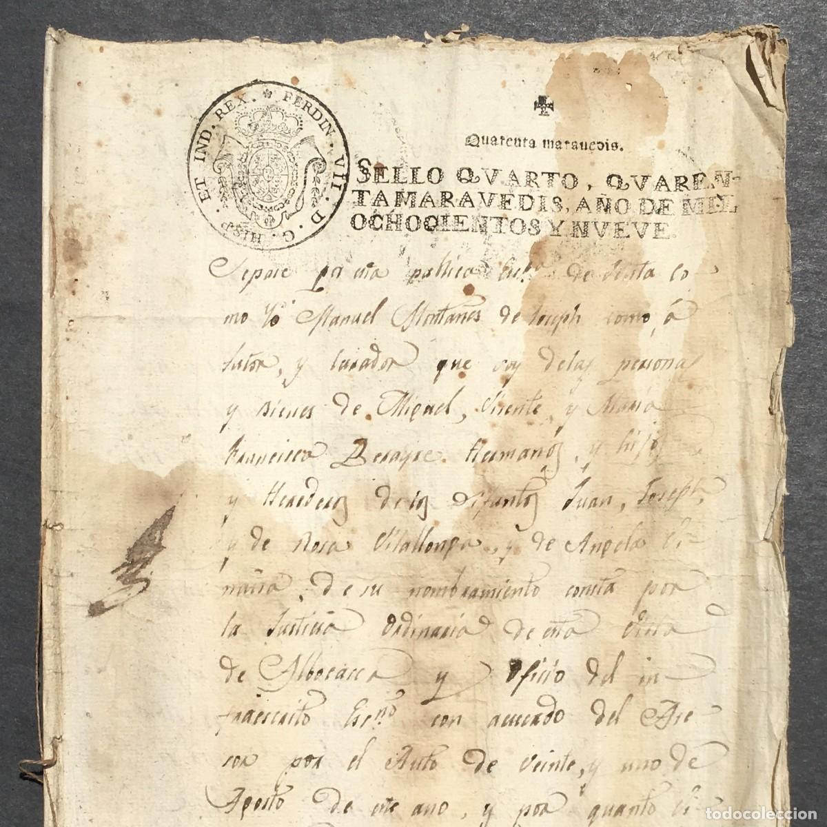 Libros antiguos: A&ntilde;o 1809 - Manuscrito - Albocacer - Vi&ntilde;a - Benasal