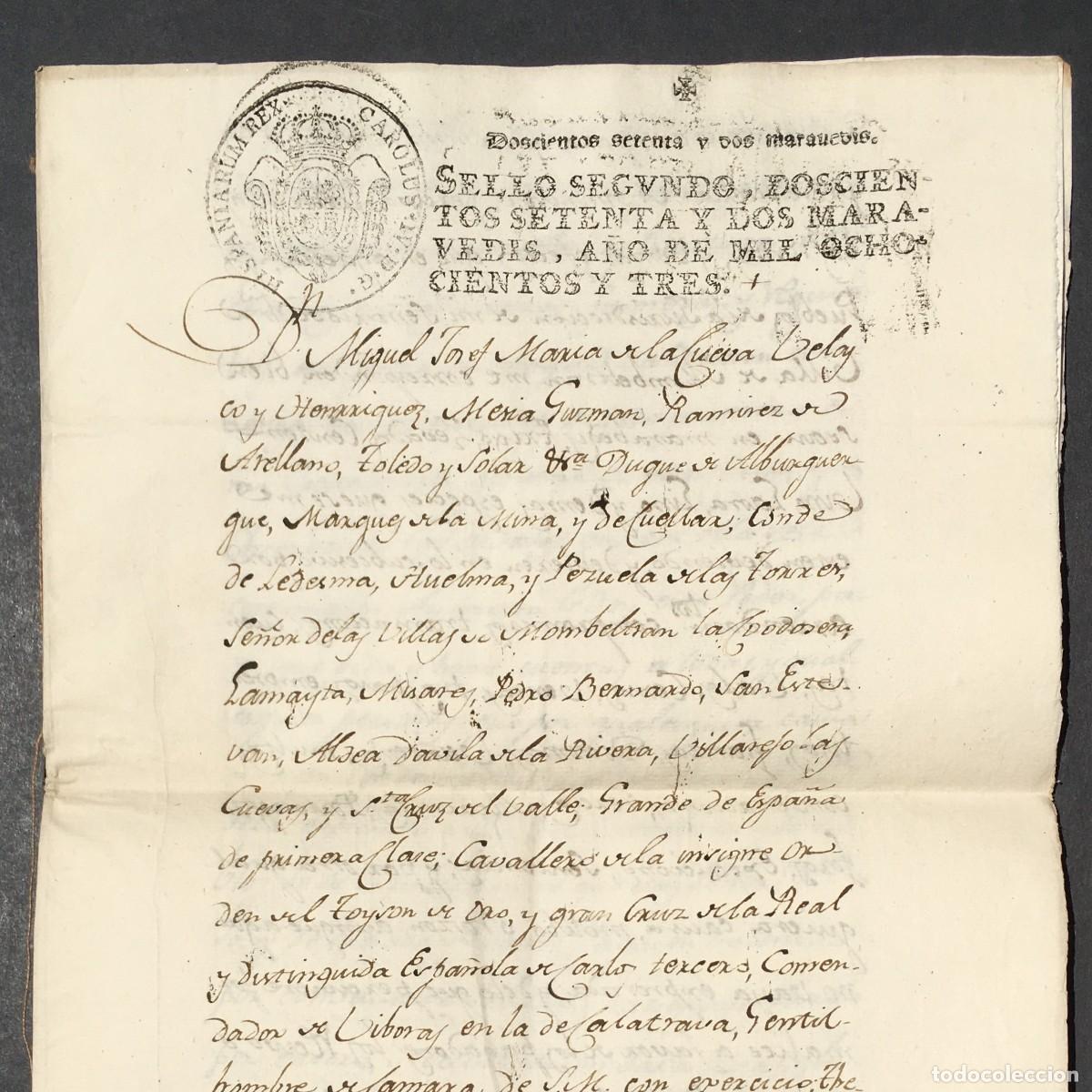 Libros antiguos: A&ntilde;o 1798 - Manuscrito - Duque de Alburquerque - Mombeltr&aacute;n - &Aacute;vila