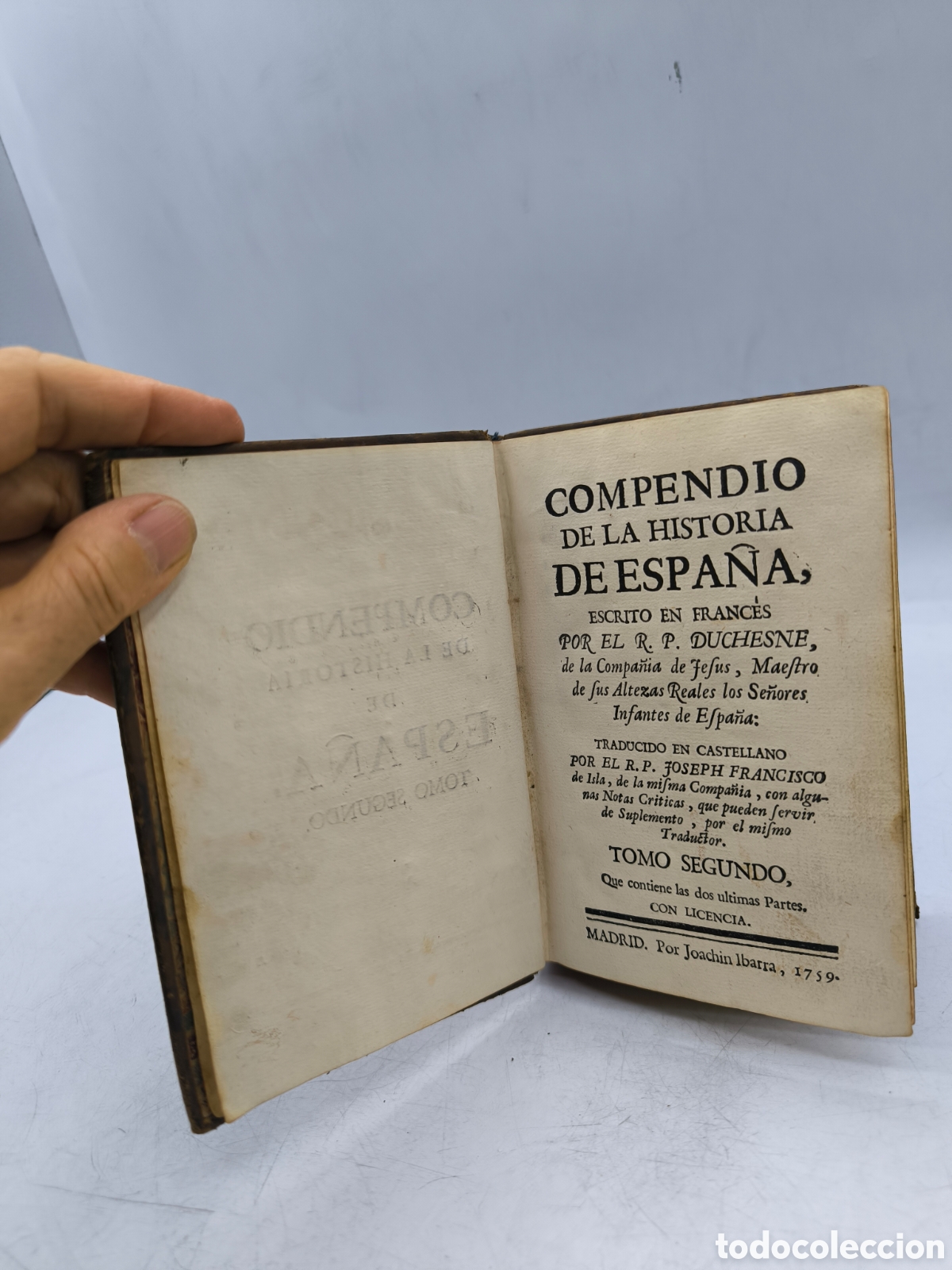 Antiquarische B&uuml;cher: Compendio de la historia de Espa&ntilde;a. R.P. Duchesne tomo segundo. 1759