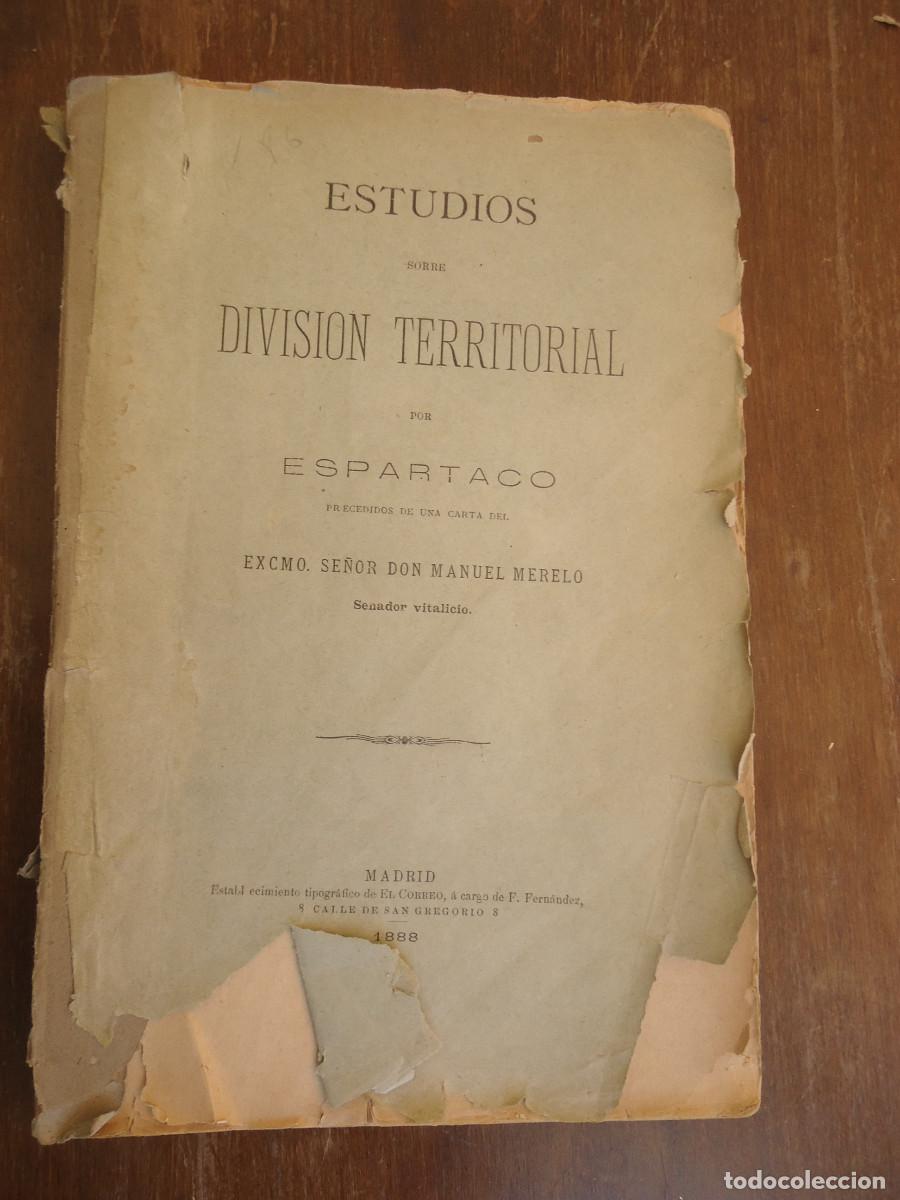 Livros antigos: Espartaco (Eusebio Jim&eacute;nez Lluesma). Estudios sobre división territorial. 1888