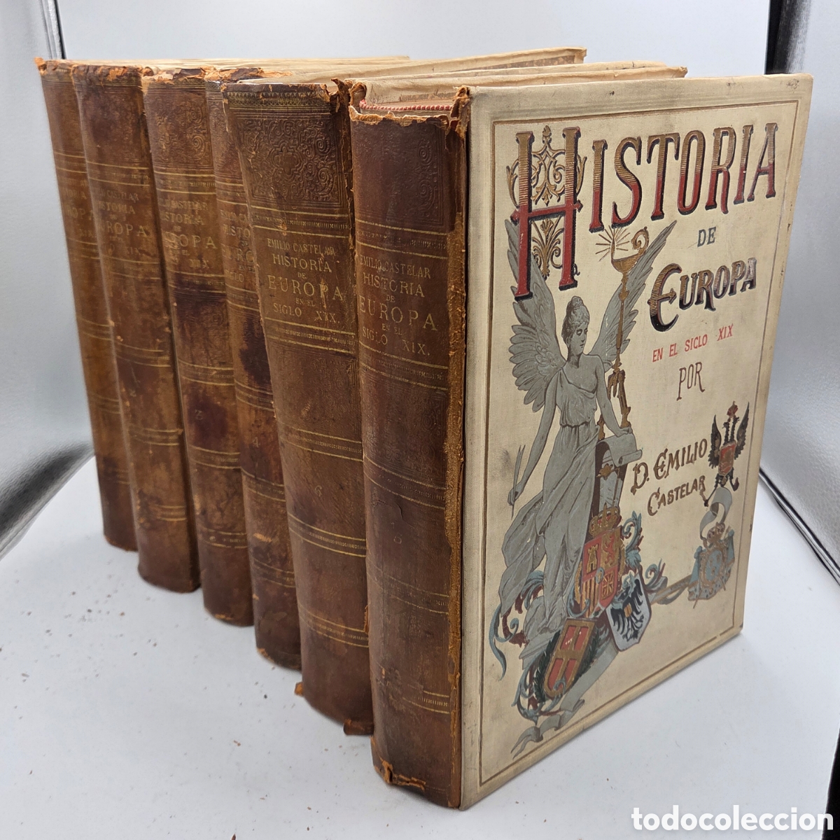 Antiquarische B&uuml;cher: HISTORIA DE EUROPA en el siglo XIX por Emilio Castelar 1880 6 tomos completo.