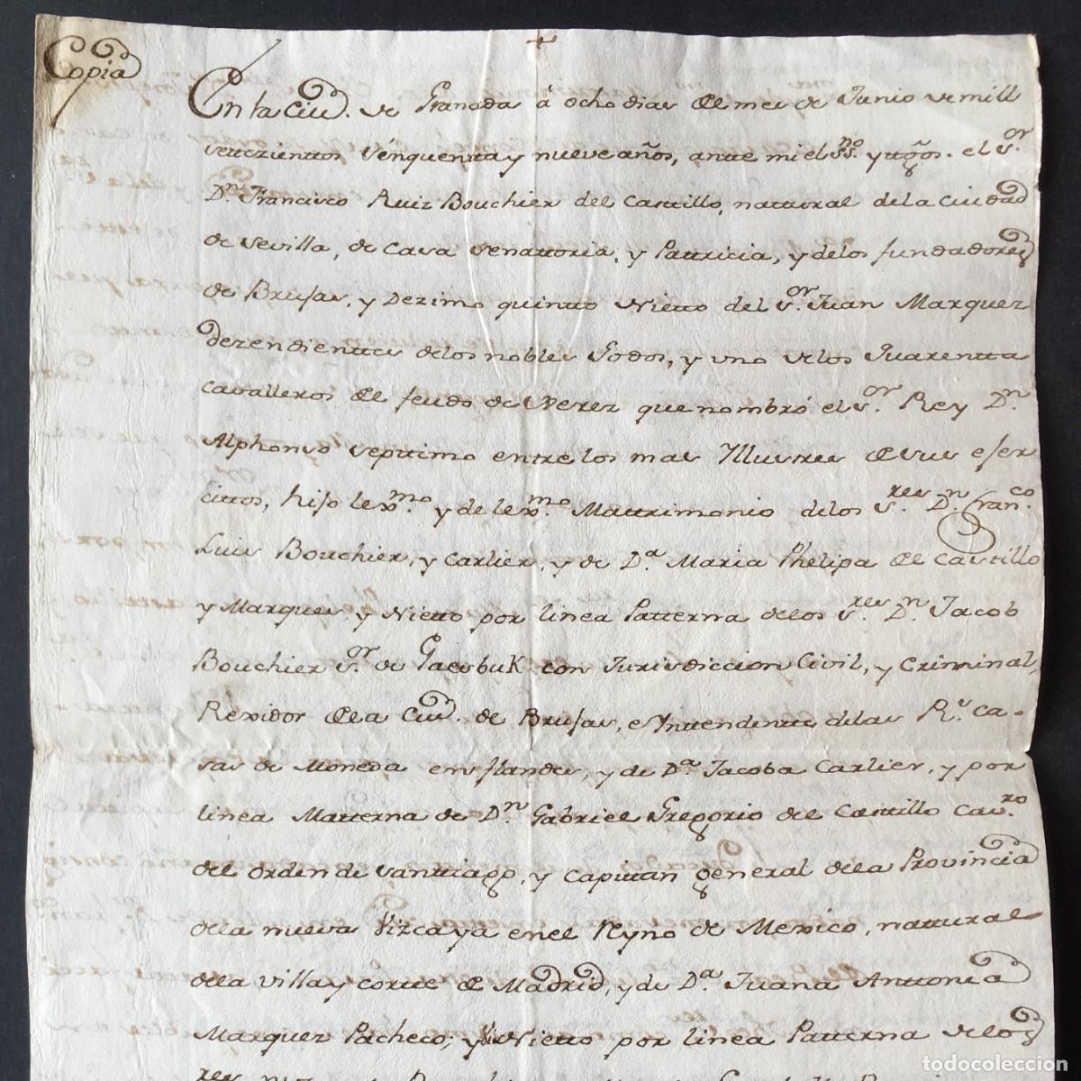 Libros antiguos: A&ntilde;o 1759 - Manuscrito - Granada - Marquesado de Santa Mar&iacute;a - C&aacute;diz