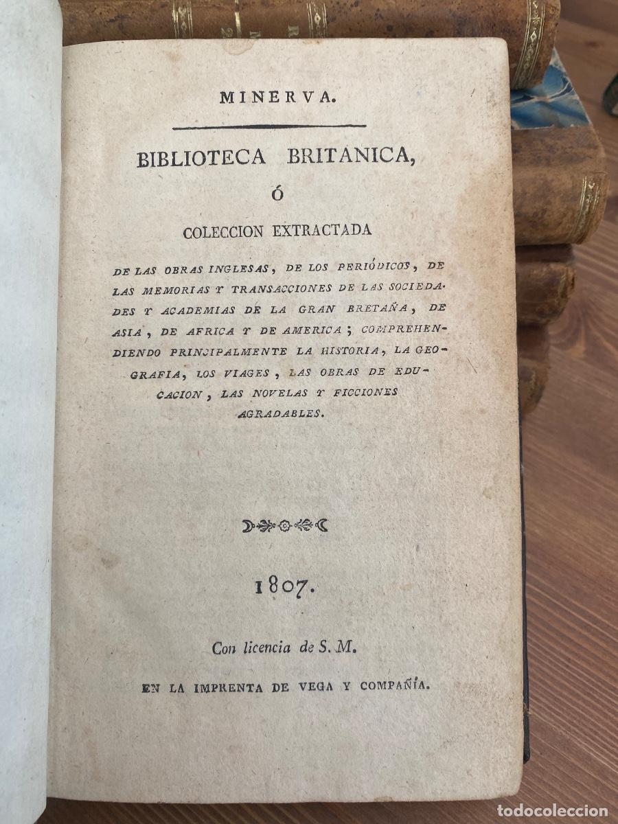 Libros antiguos: Minerva Biblioteca Britanica o colecci&oacute;n extractada de las obras inglesas 1807.