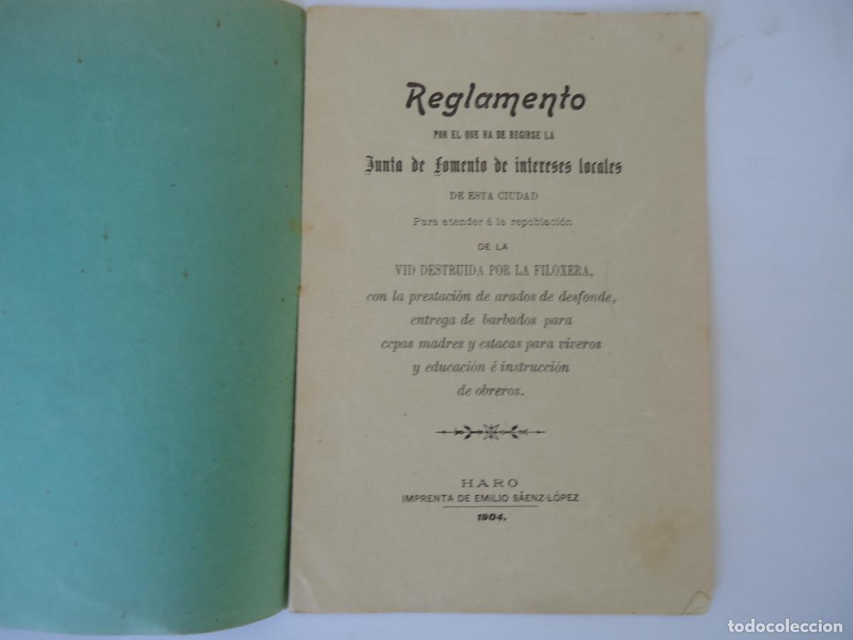 Libros antiguos: Repoblaci&oacute;n de la vida destruida por la filoxera. Haro 1904. La Rioja