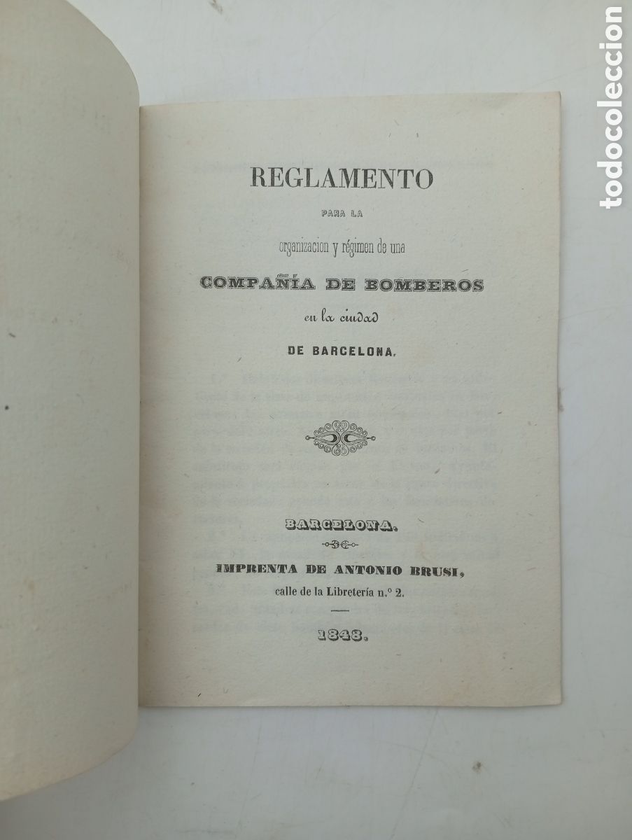 Antiquarische B&uuml;cher: Reglamento compa&ntilde;&iacute;a bomberos de Barcelona 1848