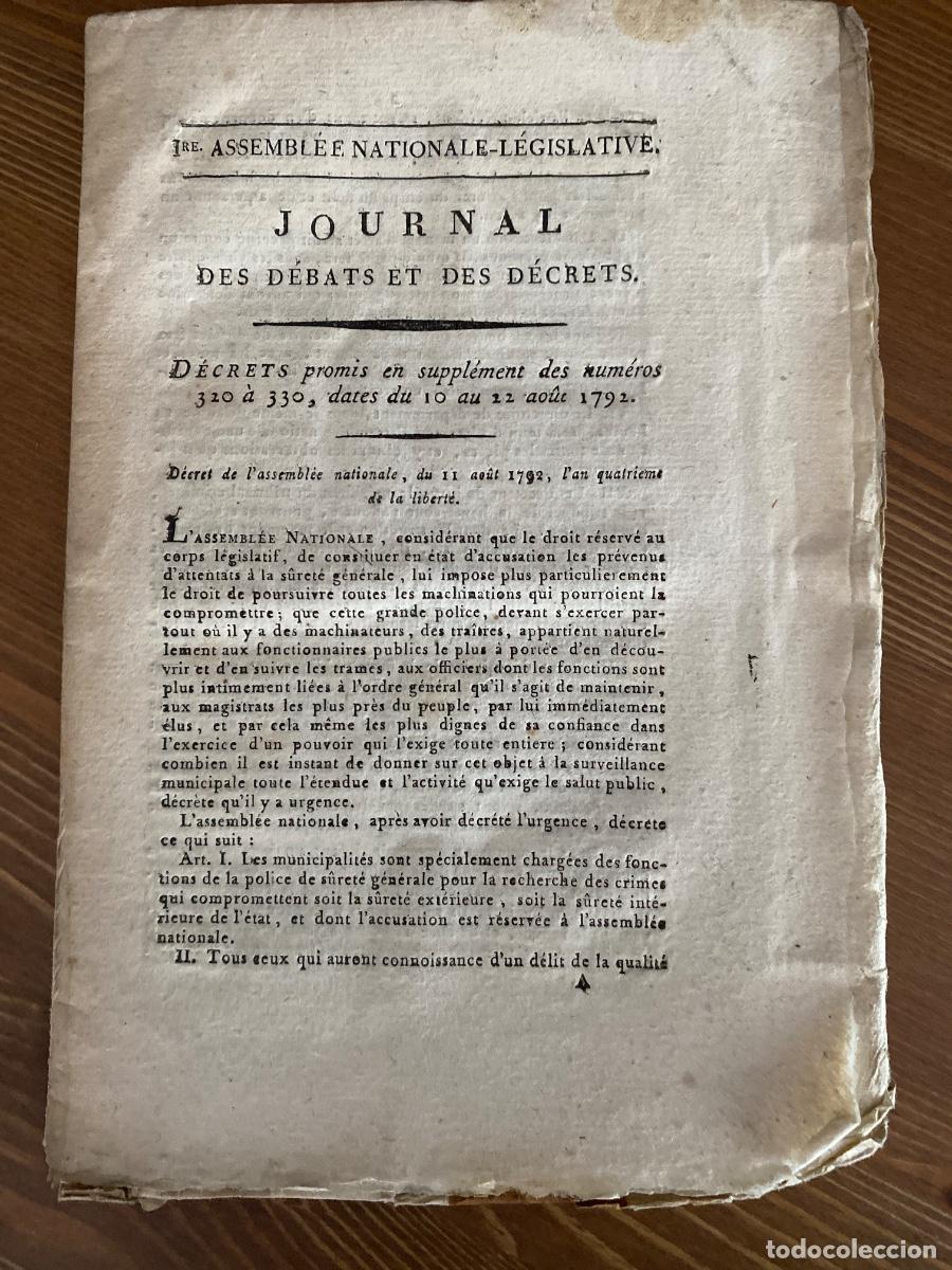 Libros antiguos: Assemblee nationale legislative journal des debats et des decrets aout 1792. nums 320- 330