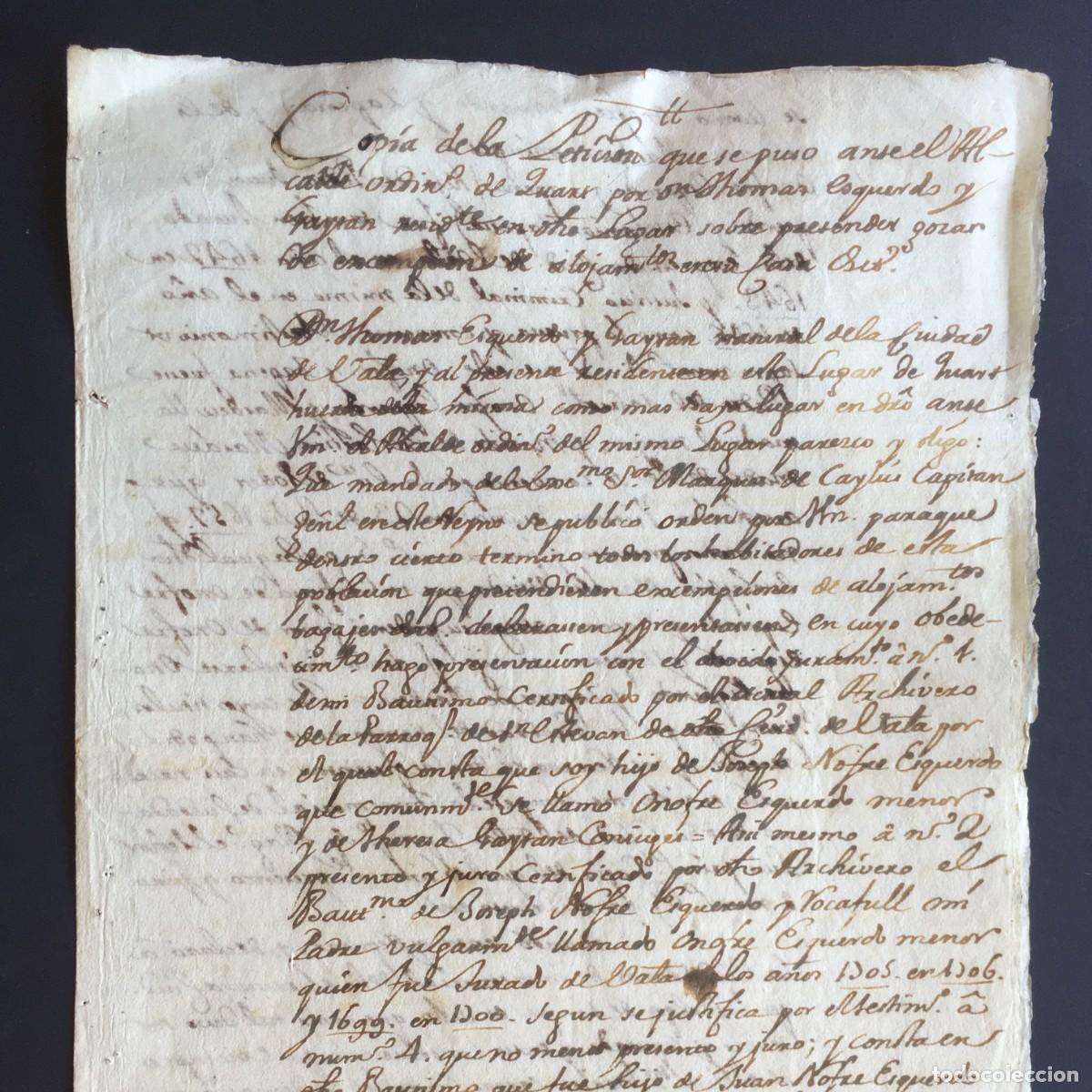 Libros antiguos: Siglo XVIII - Manuscrito - Quart de Poblet - Valencia - Esquerdo - Sagunto