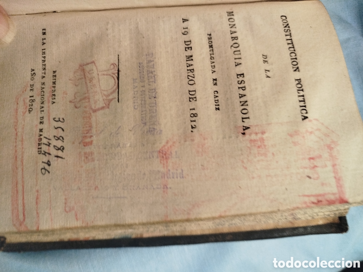 Libros antiguos: Constituci&oacute;n espa&ntilde;ola de C&aacute;diz de 1812. Imprenta nacional 1820