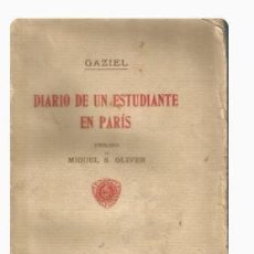 Libri antichi: DIARIO DE UN ESTUDIANTE EN PARIS-GAZIEL