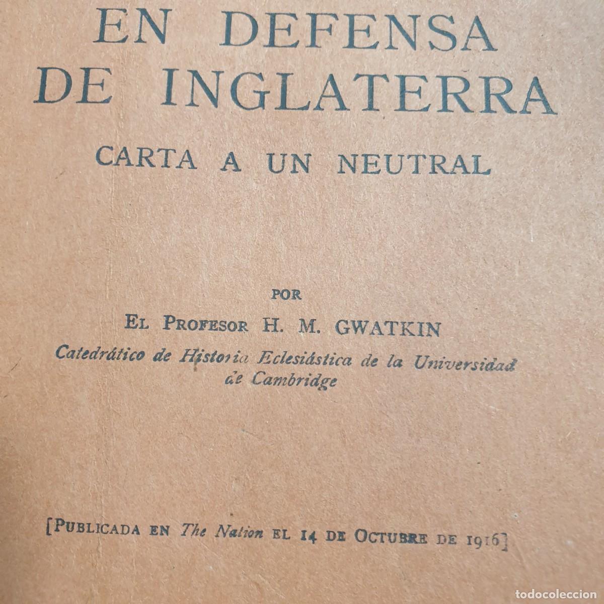 Libros antiguos: LIBRO EN DEFENSA DE INGLATERRA CARTA A UN NEUTRAL - Foto 1