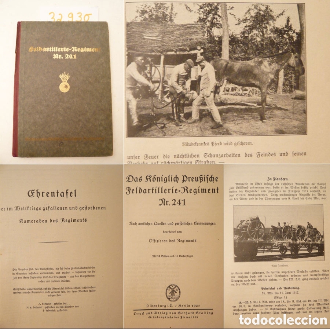 Libros antiguos: Das K&ouml;niglich Preu&szlig;ische Feldartilleriev 241 Regimiento prusiano Real de Artiller&iacute;a de Campa&ntilde;a 1.927
